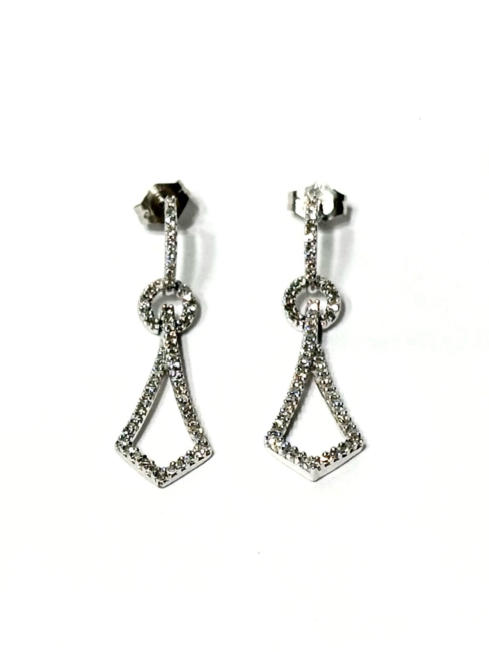 14k Gold Diamond Dangle Drop Earrings